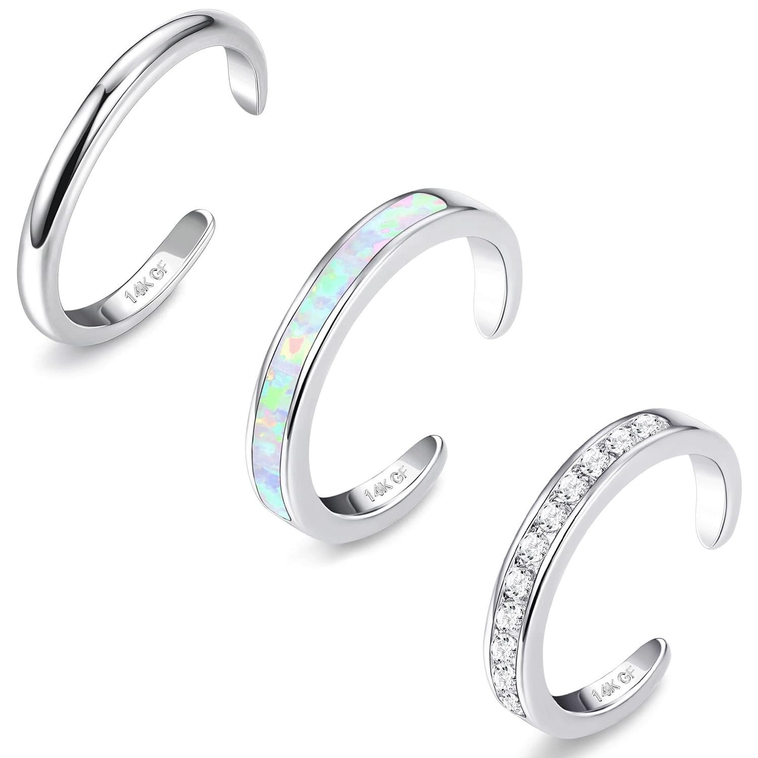 3PCS Adjustable 14K Gold Filled Toe Rings Set for Women