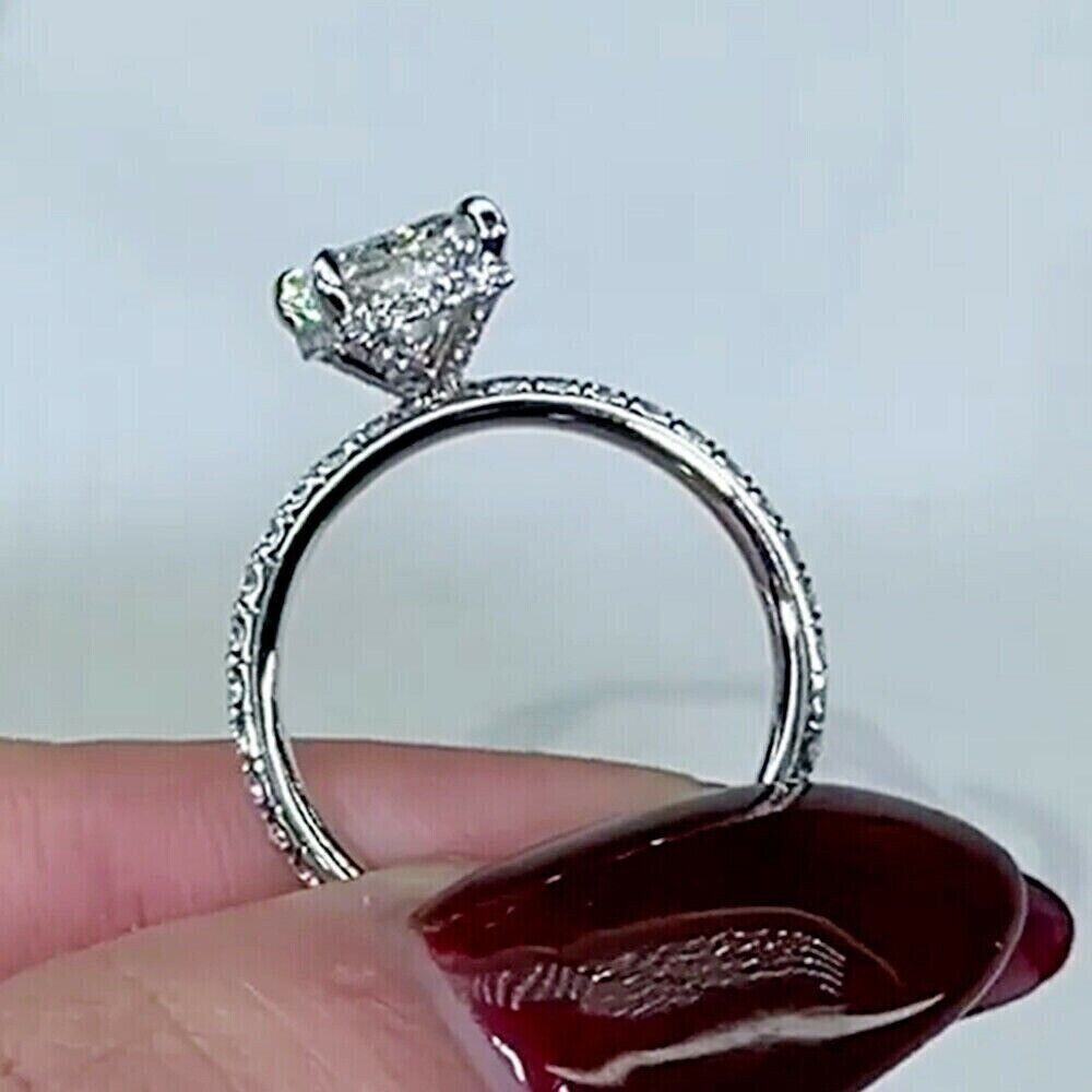 3Ct Radiant Cut Simulated Diamond Women’s Engagement Ring 14k White Gold Plated