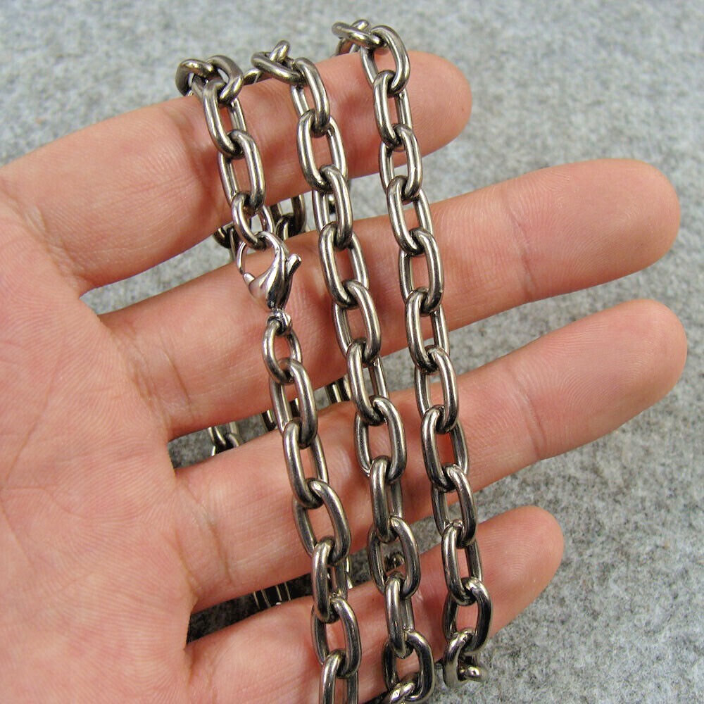Pure Titanium Necklace Anti-allergy Necklace 6.8mm Wide Ti O Shaped Chain Gifts