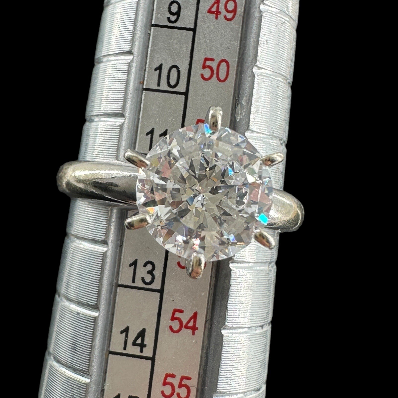 SW 14K White Gold Solitaire Ring Round Cut Zirconia Stone Size 6 2.9g 8mm stone