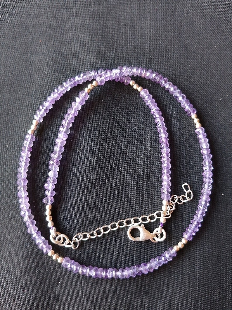 A++ Light Amethyst Faceted Rondelle Gemstone Beads Handmade Necklaces 24” Women