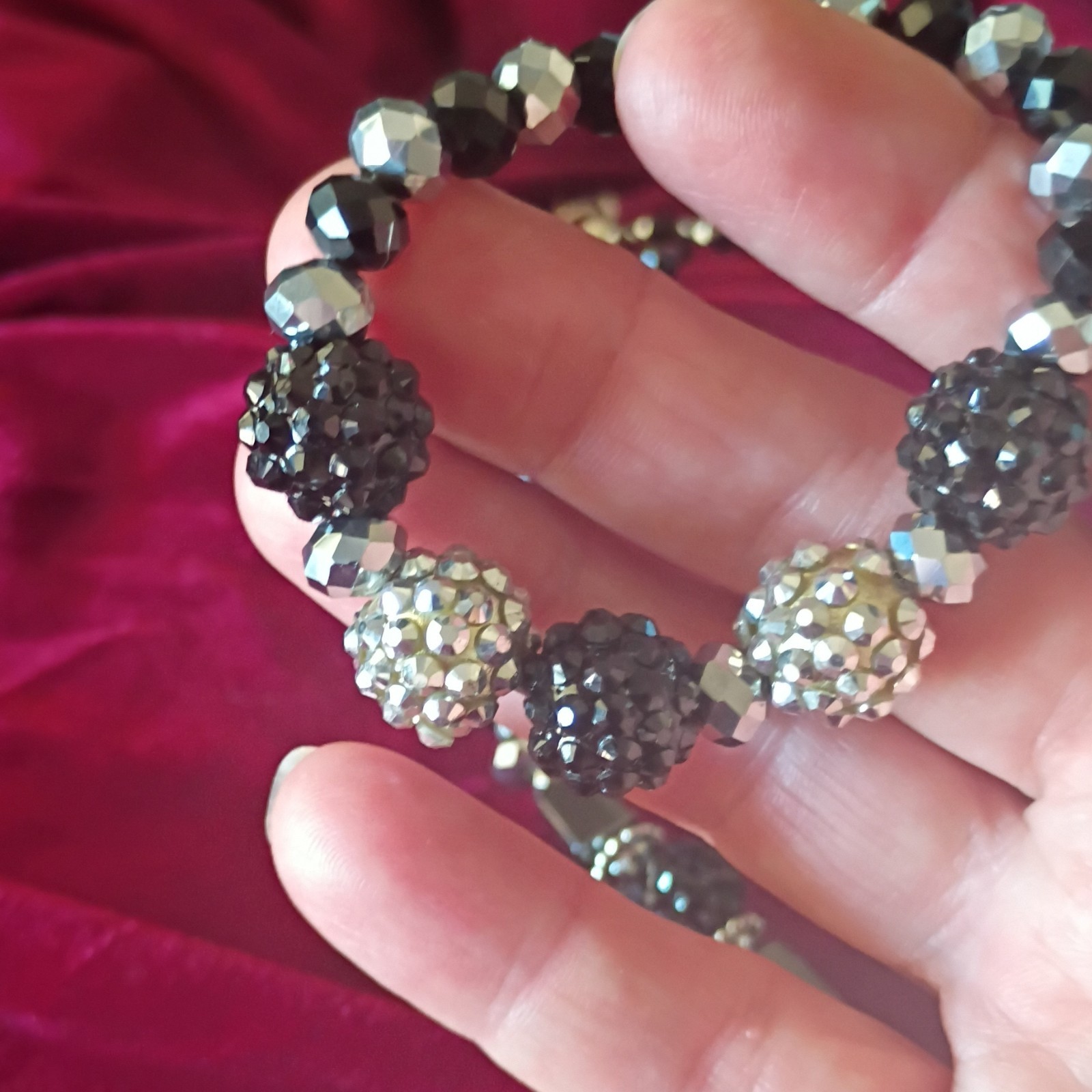 DrusyvBlack Crystal Teardrop Hematite Necklace & Dangle Earrings Bracelet Set