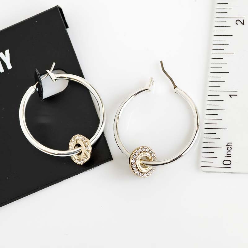 New DKNY Charm Convertable Hoop Earrings Gift Chic Women Party Vacation Jewelry