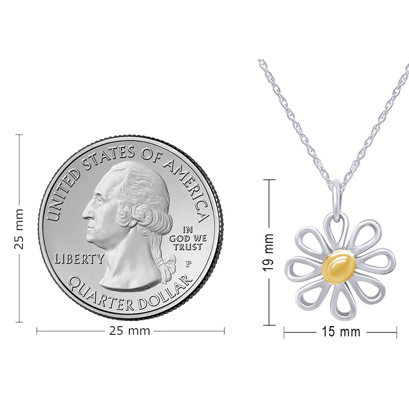 Whimsical Daisy Pendant Necklace Solid Gold Sterling Silver 925
