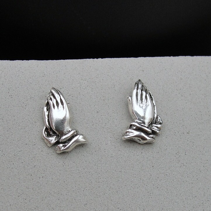 Praying Hands Post Earrings – 925 Sterling Silver – Faith Religion Prayer Studs