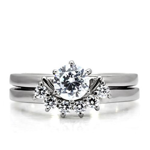 TK105 – High polished (no plating) Stainless Steel Ring with AAA Grade CZ in Cle