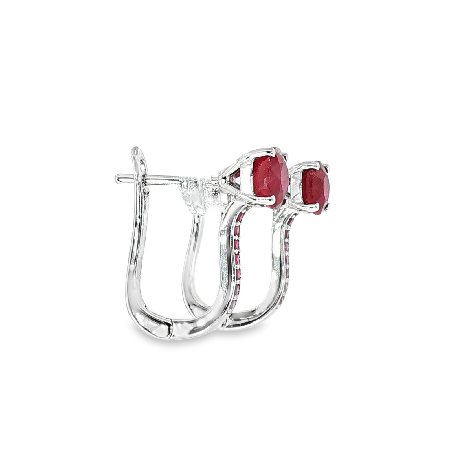 925 Sterling silver Earing Round Ruby Glass Filled 6MM Gemstone Jewelry.