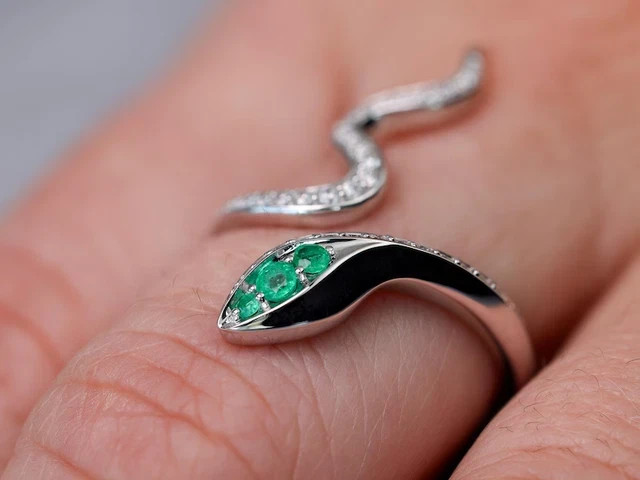 2Ct Round Simulated Emerald Bypass Engagement Ring 14K White Gold Plated