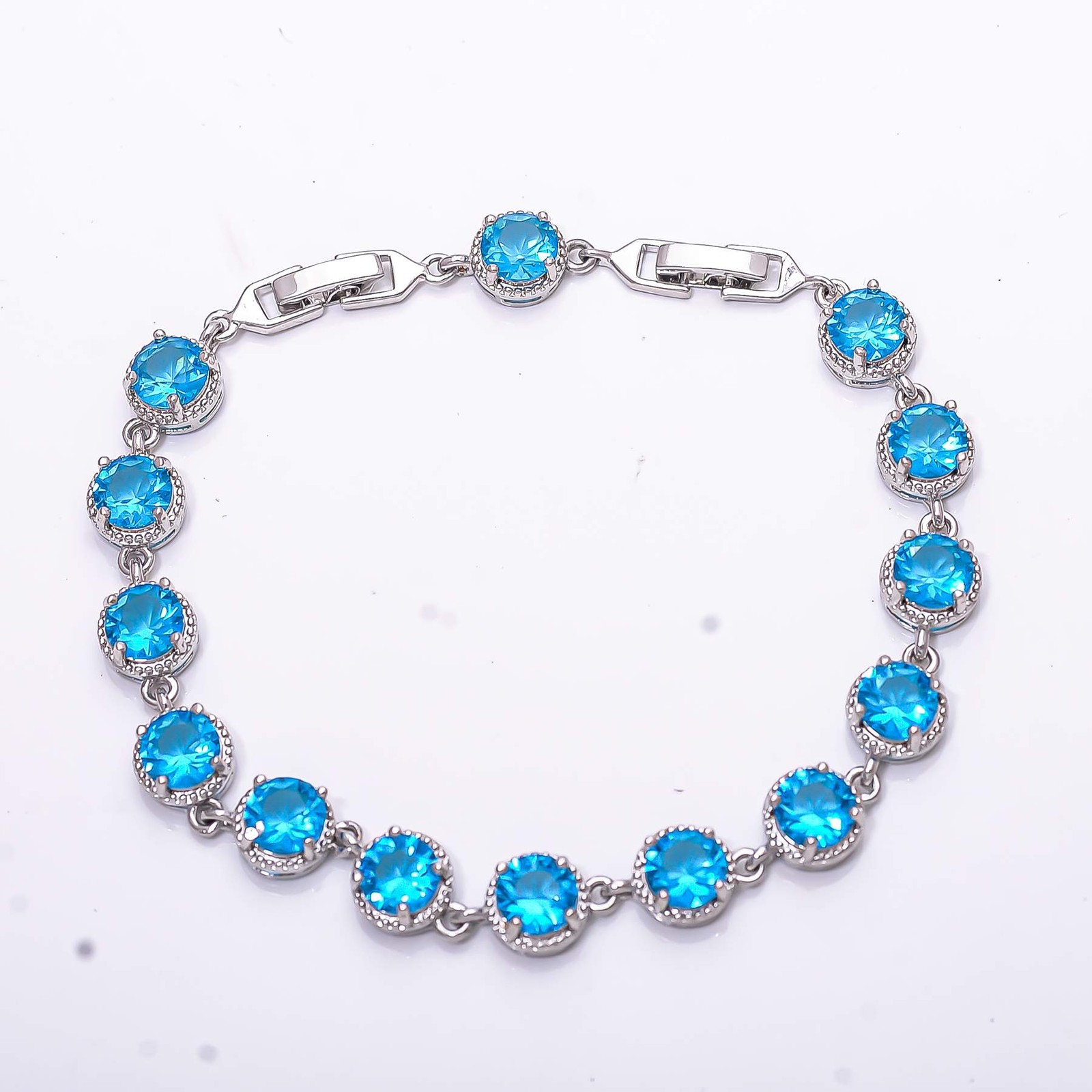 London Blue Topaz 925 Sterling Silver Tennis Bracelet 7.99″ B15, Gift for her