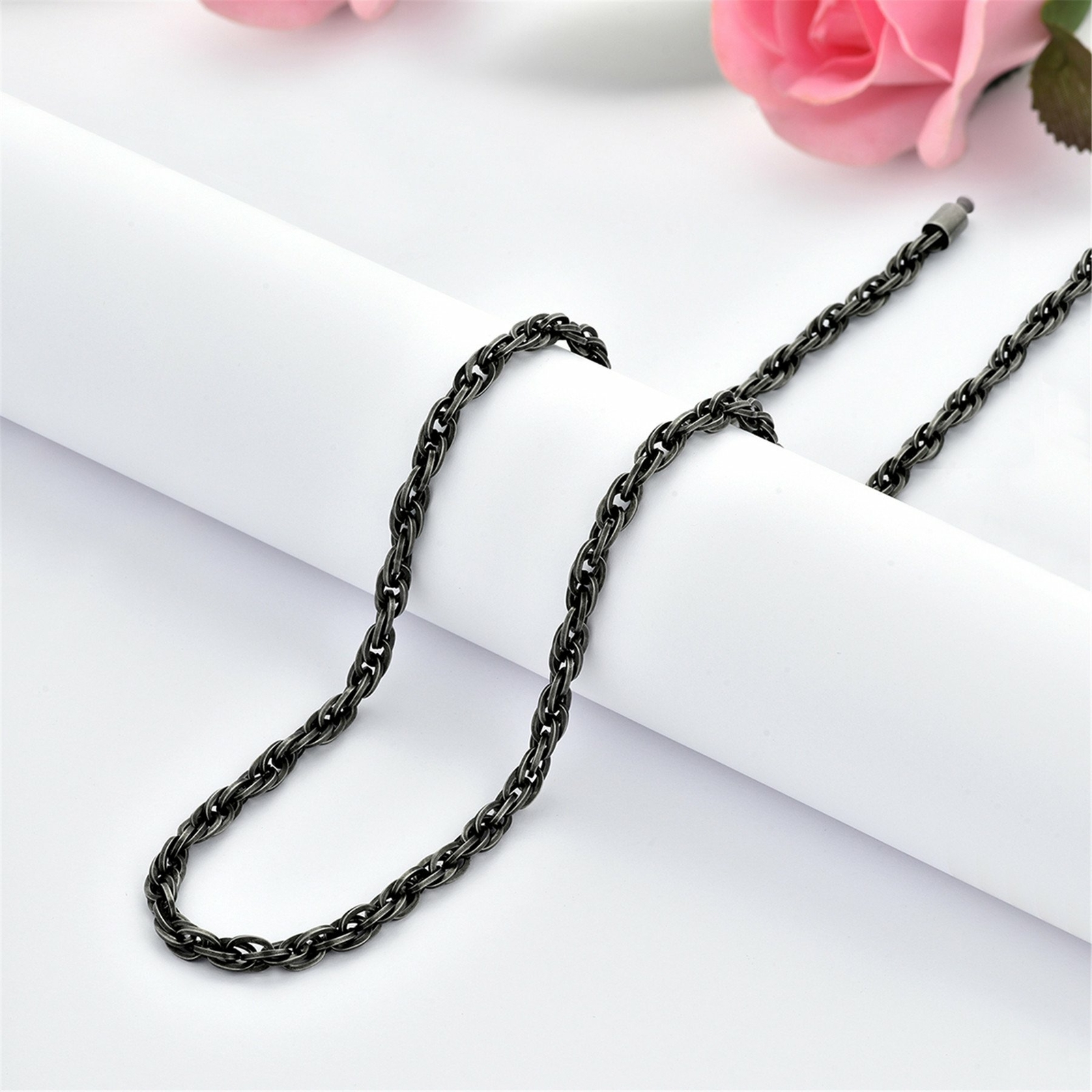 Stainless Steel Chain Necklace Twist Rope Link Men’s Biker Jewelry 5mm 6mm