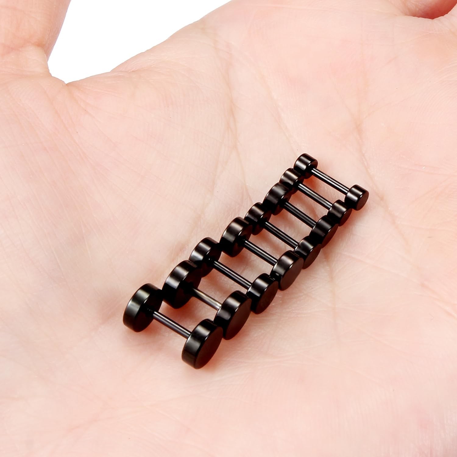 18G Black Flat Back Stud Earrings for & Men, 18 Gauge Stainless Steel, Screw …