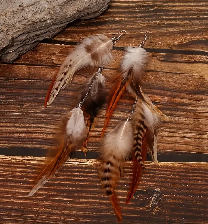 Boho Chic Long Dangle Feather Earrings – 2 Color Choices