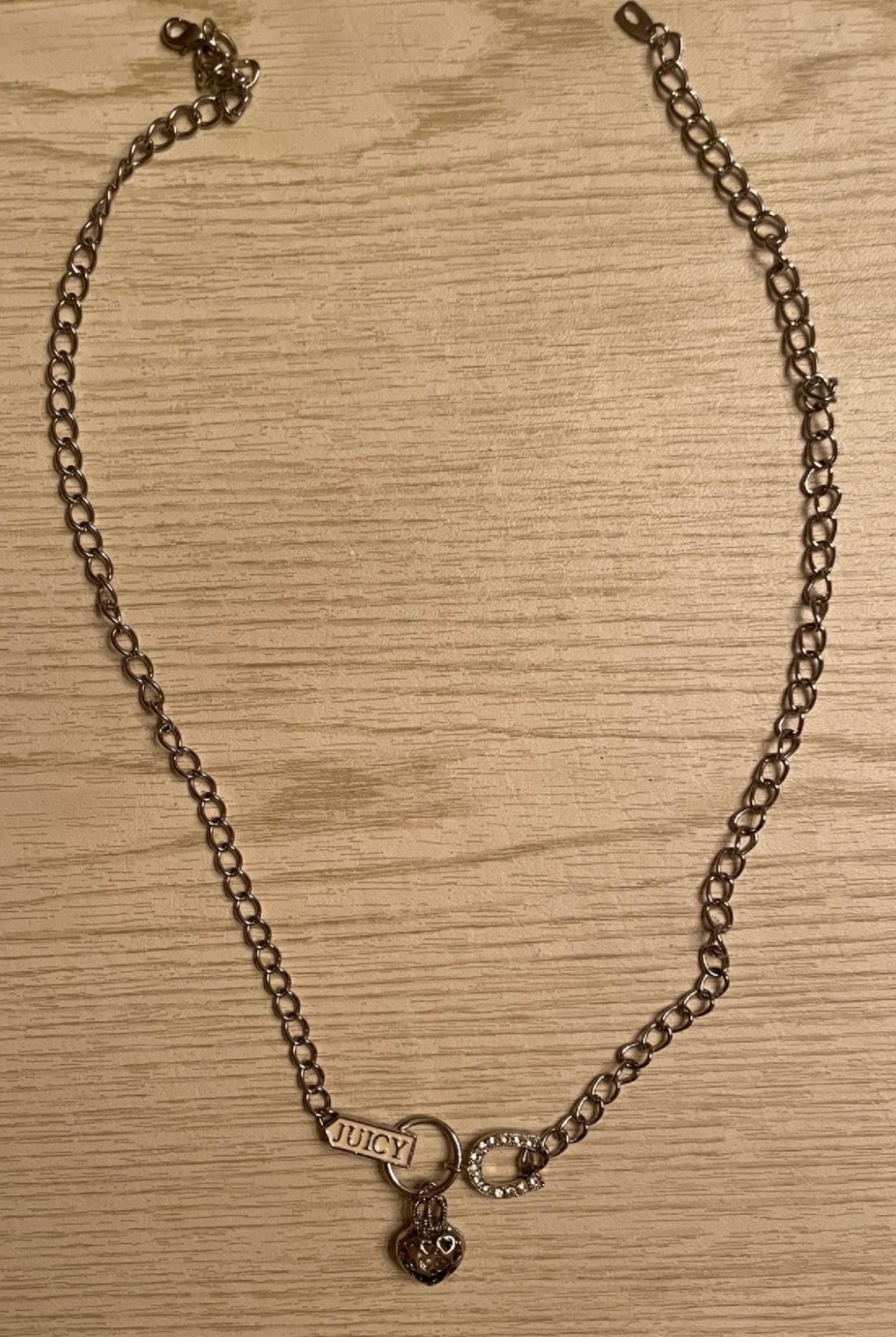 Vintage Y2K Juicy Couture Accessories: Charm Necklace, Earrings, Hair Claw Clip