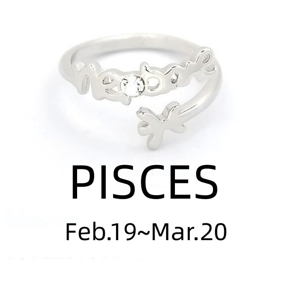 Silver Plated Alloy Leo 12 Constellations Ring Zodiac Adjustable Opening #043