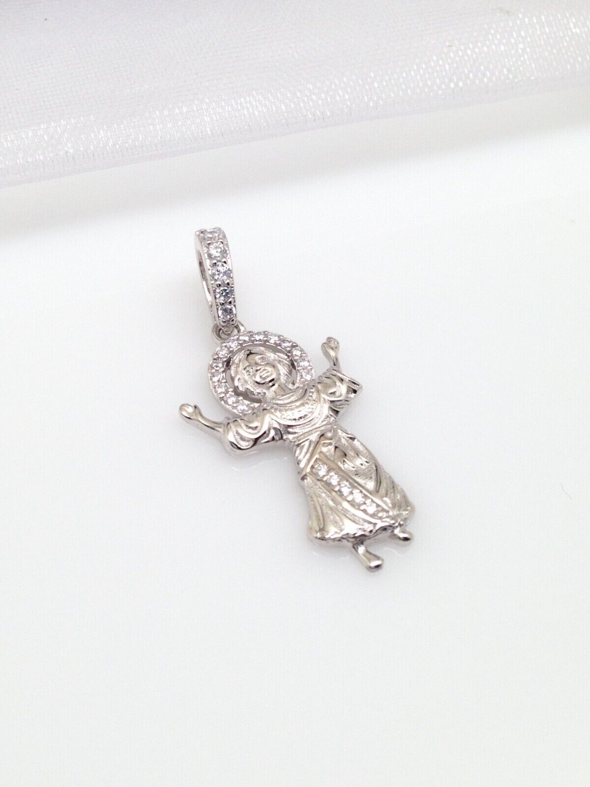 925 Sterling Silver CZ Baby Jesus Pendant 21mm(0.83″)/30mm(1.18″) Unisex