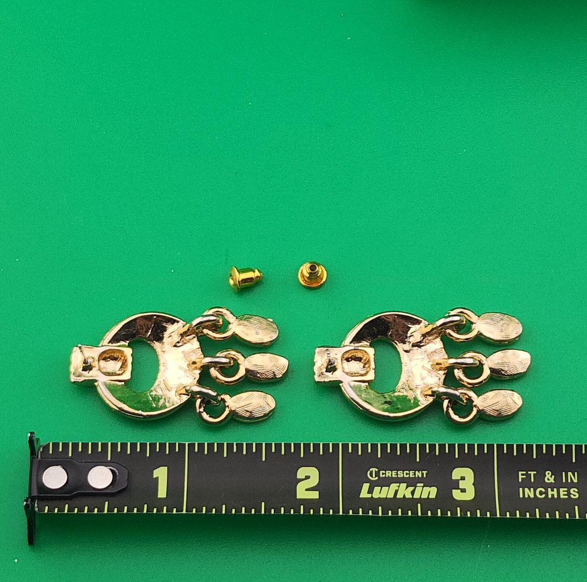 Statement Gold Tone Enamel Dangle Post Back Earrings