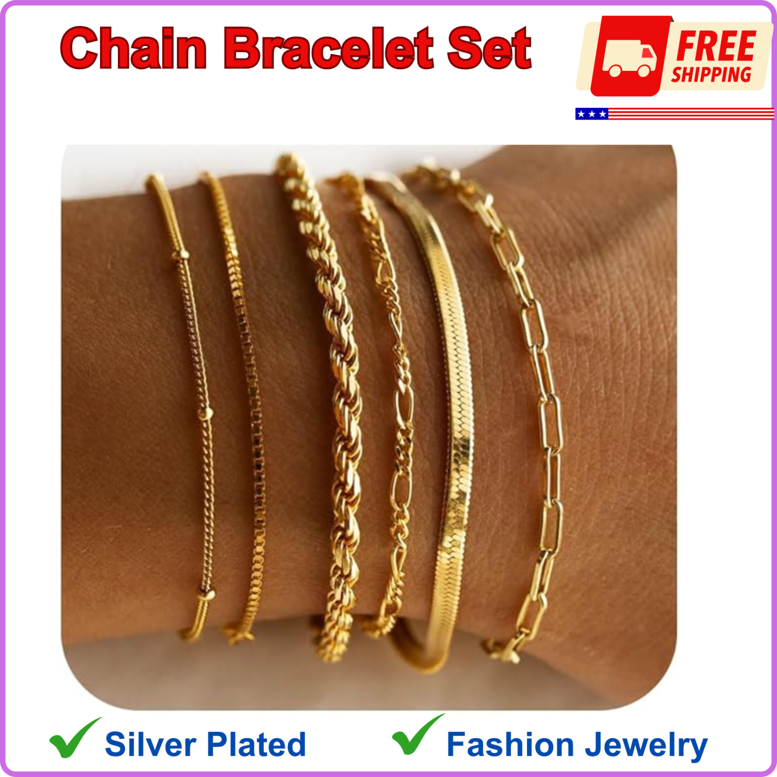 Gold Bracelets For Women, 14K Gold-Filled, Lead-Free, Nickel-Free Hypoallergenic