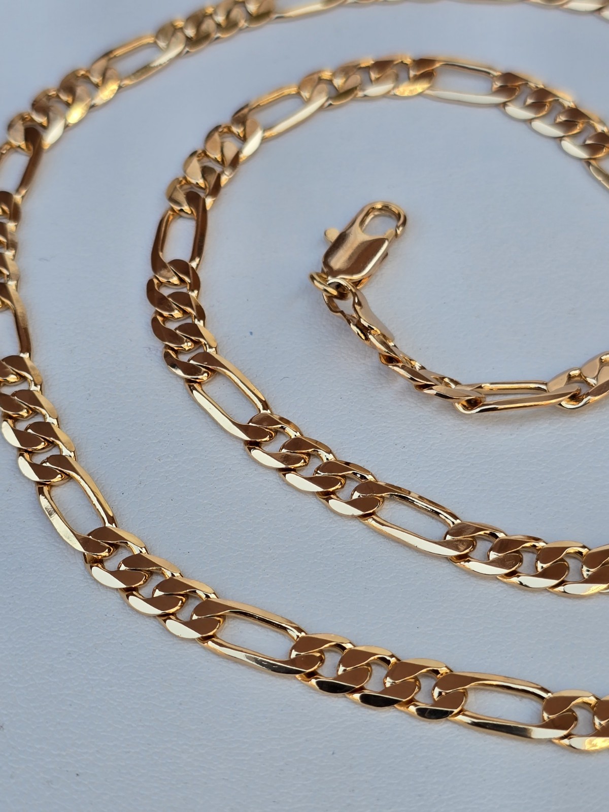 18ct Rose Gold Plated Chunky Figaro Chain Necklace 22in/55cm Non Tarnish 8mm
