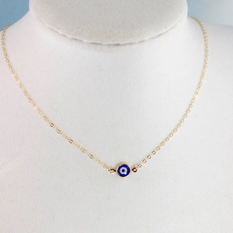 Gold or Silver Plated Blue Evil Eye Hamsa Turkish Charm Pendant Necklace N119