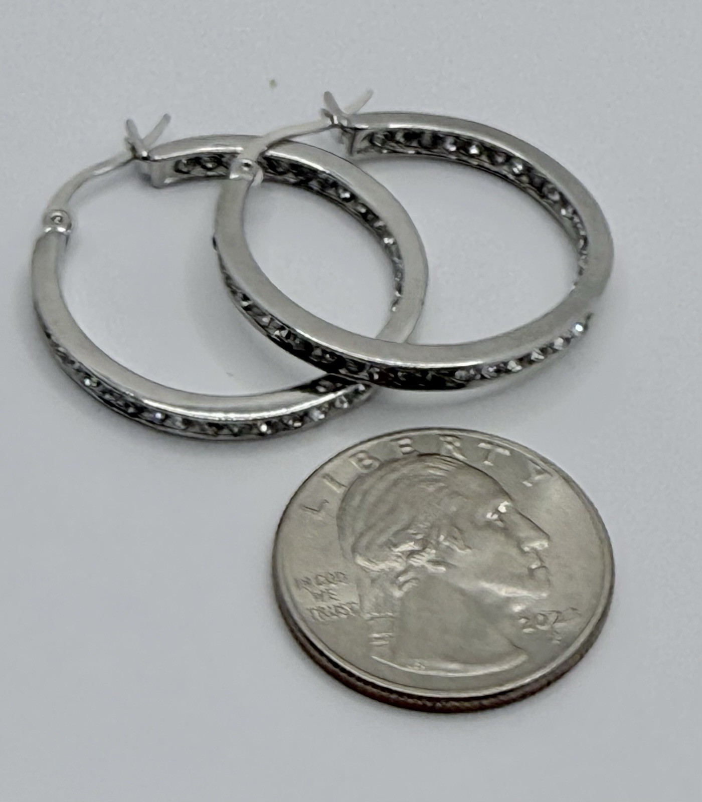 Rhodium Overlay Pavé Inside Out Hoop Earrings Made With Swarovski Crystals