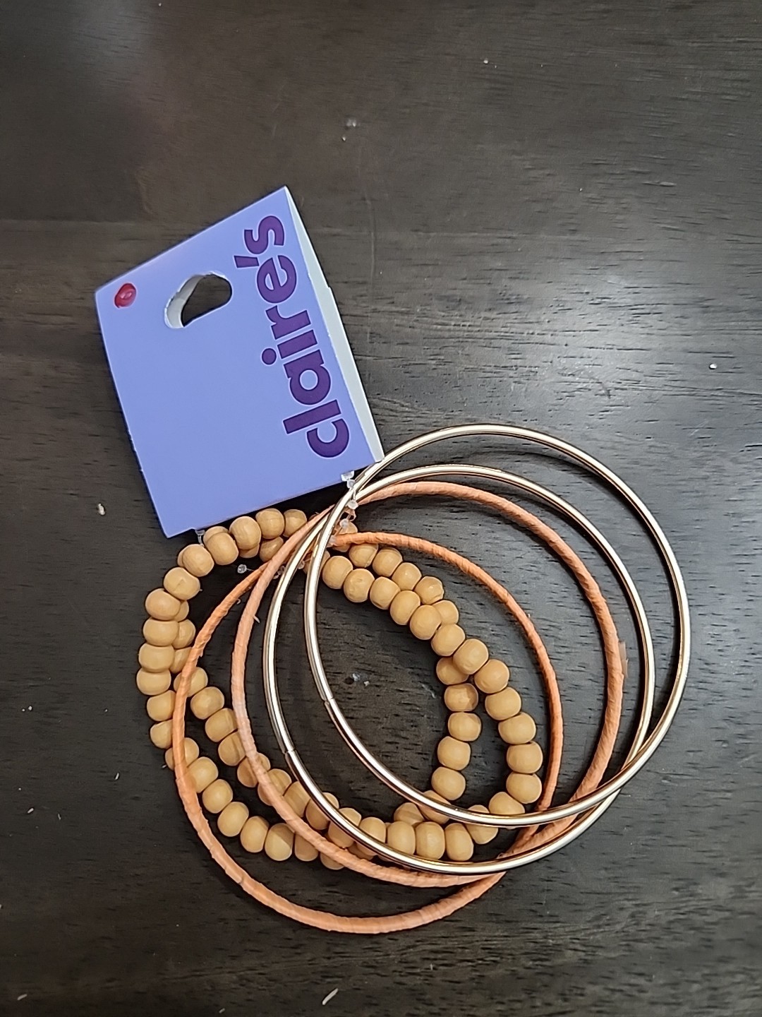 Claire’s Orange bracelet variety pack Wood Bangle Lot Of 6 NWT