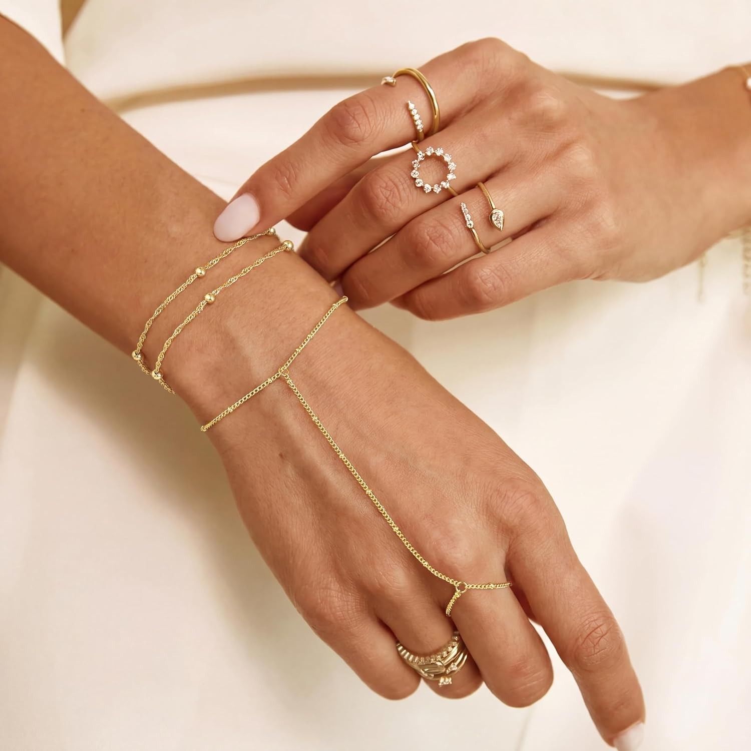 Tarnish-Free 14K Gold and Cubic Zirconia Bracelet Set for Everyday Elegance