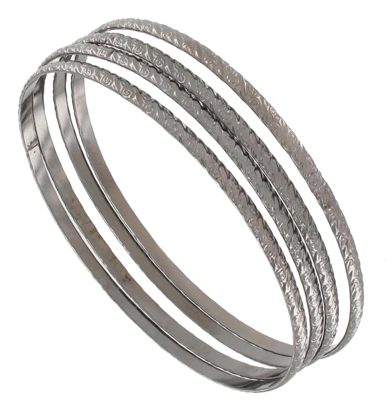 Ky & Co Set of 4 Round Thin Kent Bangle Bracelet Choice XL L Sz Copper Gold Gray