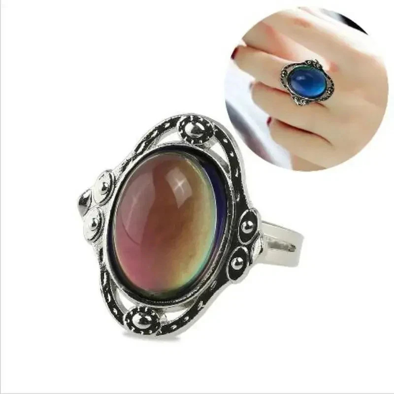 Retro Magic Mood Ring Gem Heart Feeling Color Change Vintage Adjustable