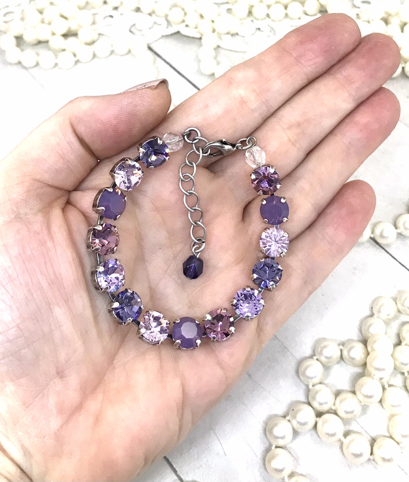 Purple Amethyst Opal Cup Chain Bracelet, Purple Amethyst Opal Tennis Bracelet