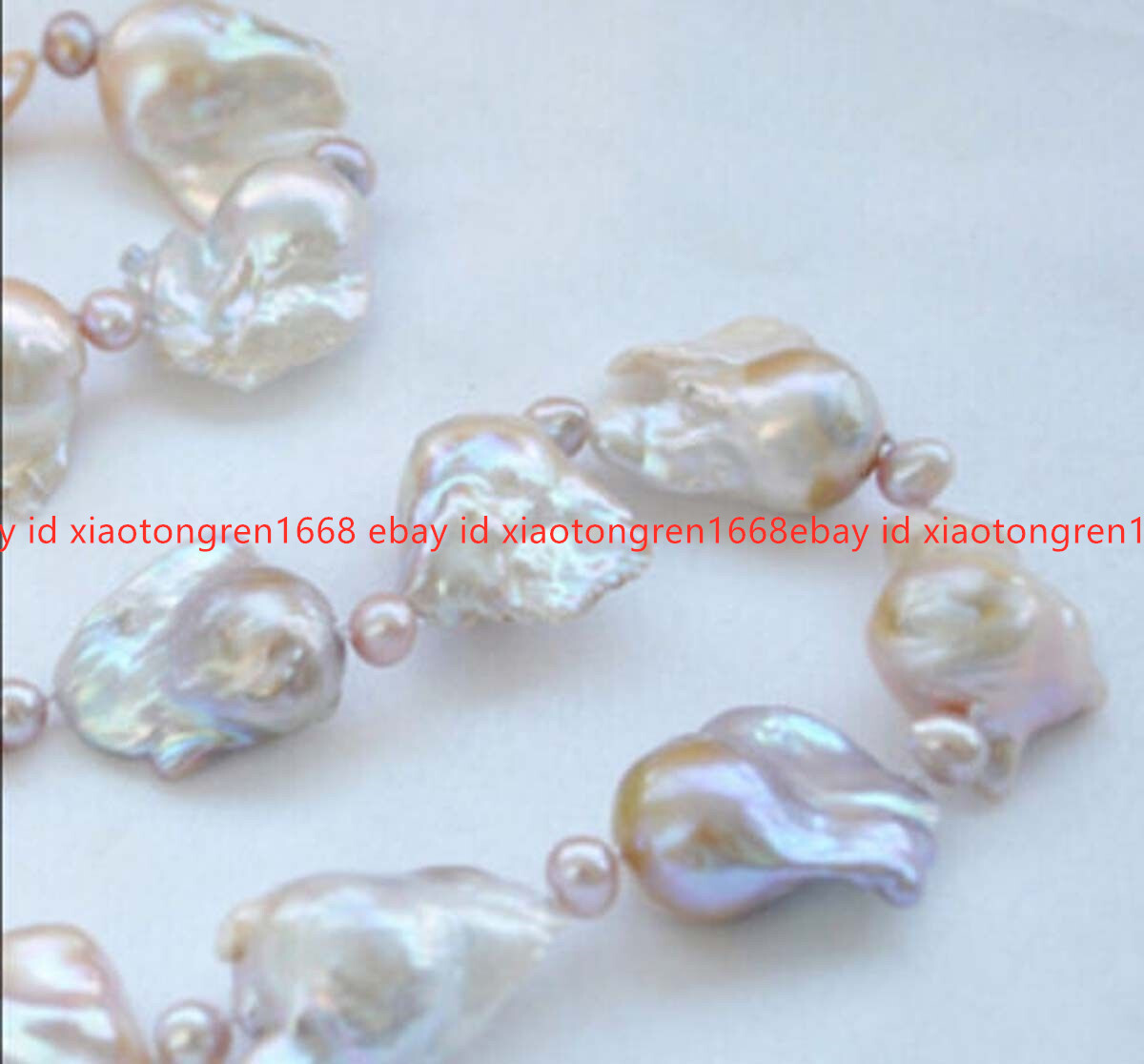 HUGE 15X20MM PINK LAVENDER BAROQUE KESHI REBORN PEARL NECKLACE 18-30 INCHES