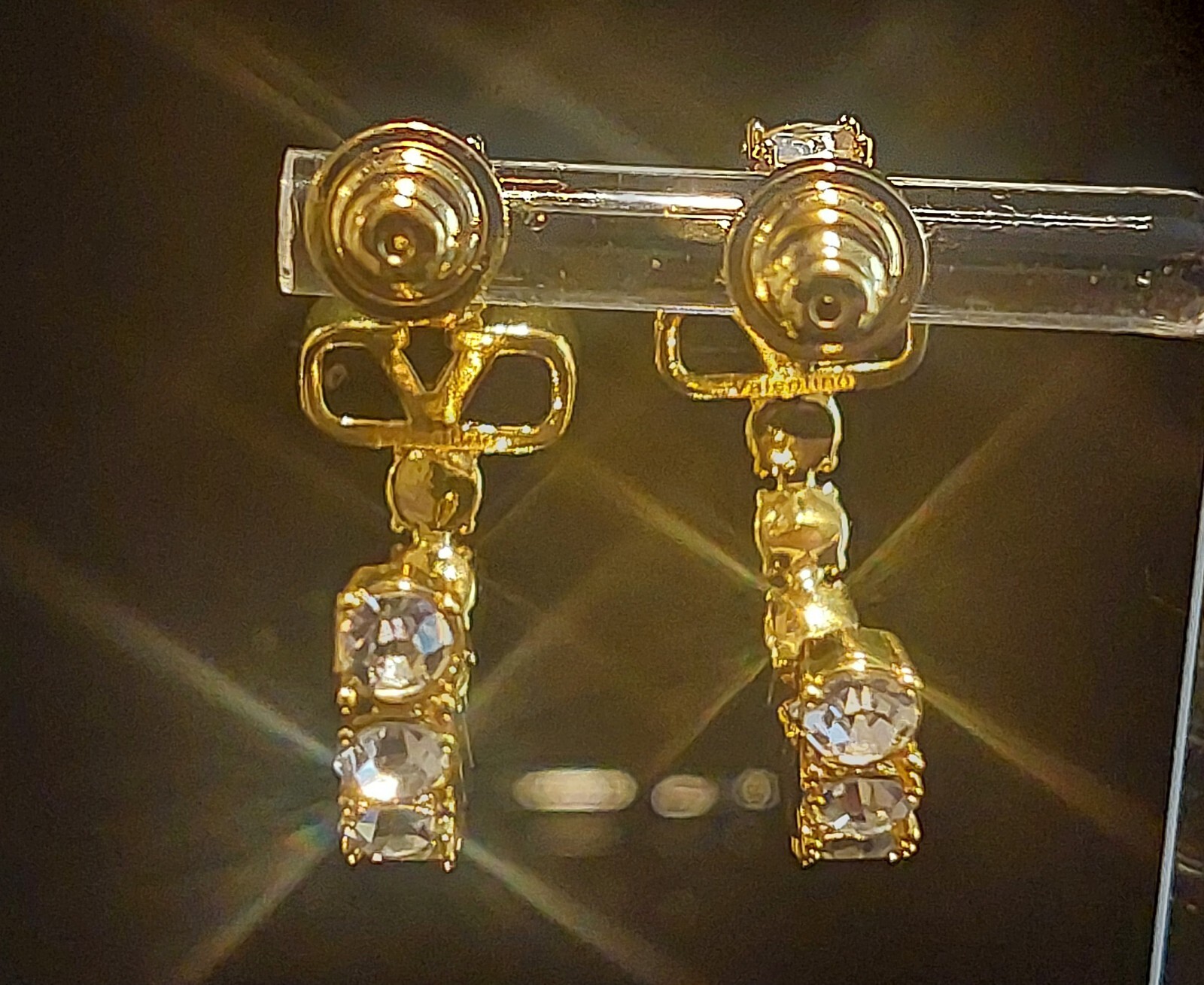 VALENTINO HOOP V CRYSTAL EARRINGS – Box & Dust Pouch included.