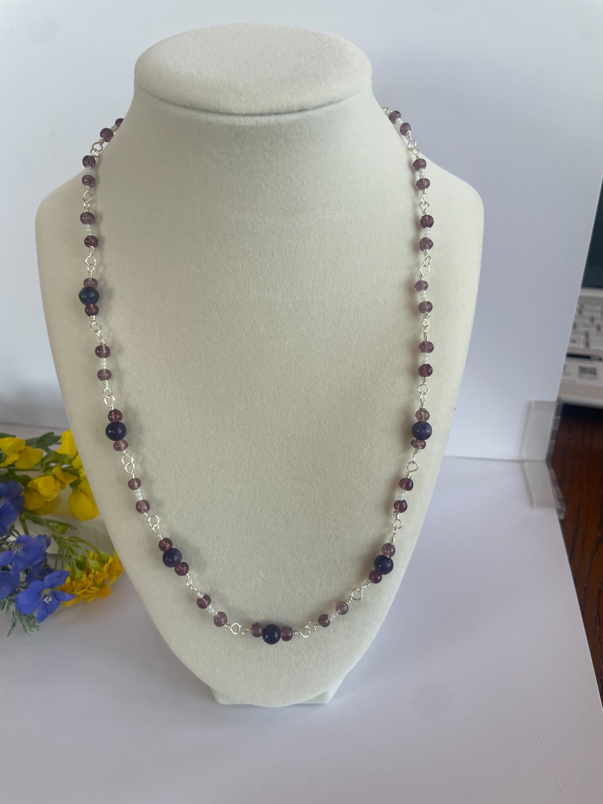 Dark Purple Glass Beaded Necklace – All proceeds donated to wild animal rescue