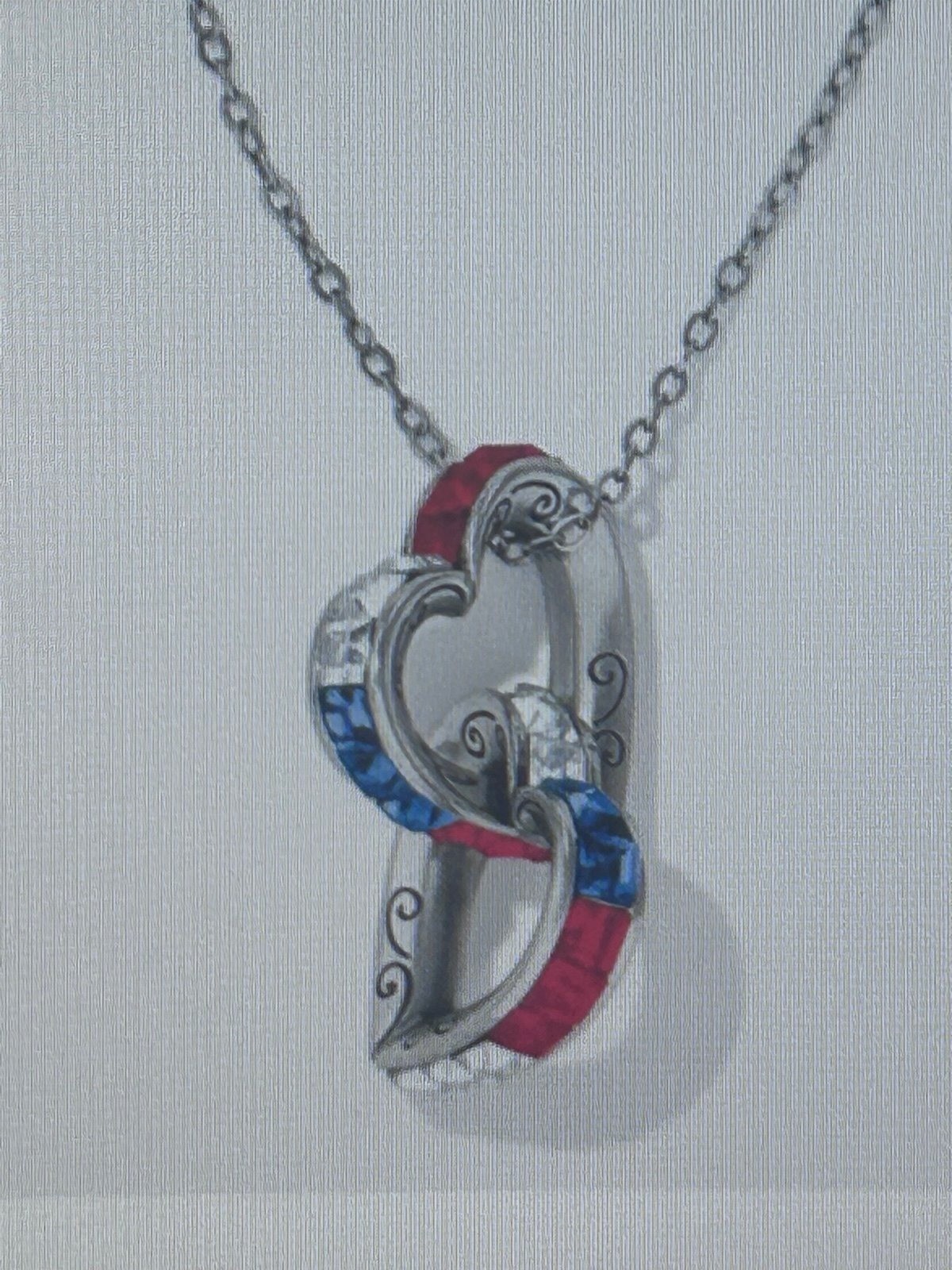Brighton Spectrum Hearts Long Necklace Red White Blue JL7113 New With Tag $98