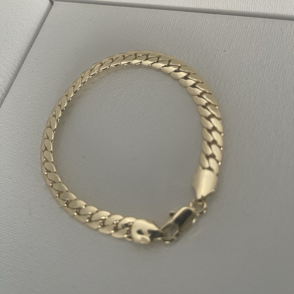 14K Gold Filled Flat Cuban Link Bracelet Hypoallergenic