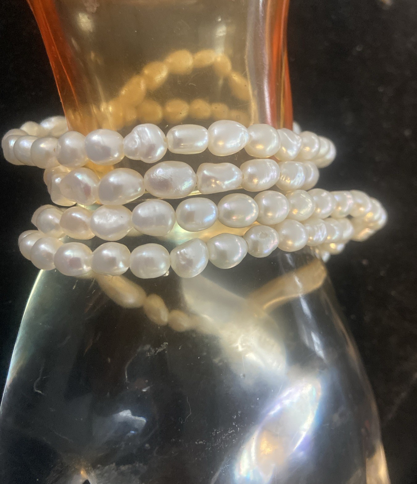 Set of 4 Cultured Fresh White Baroque Pearl Stretch Bracelets