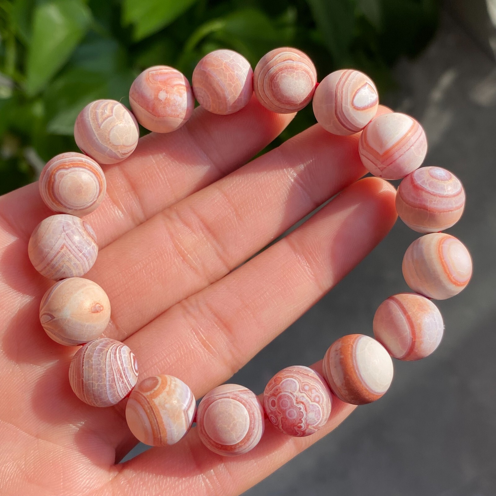 12mm Natural Red Gobi Agate Eyes Madagascar stone Bracelet (not polished) 1526