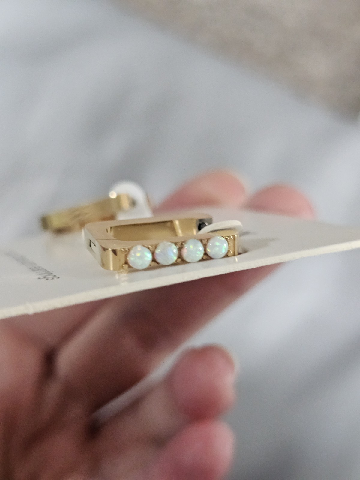 Tini Lux Synthetic Opal Hoop Earrings Titanium Gold Plated NIB