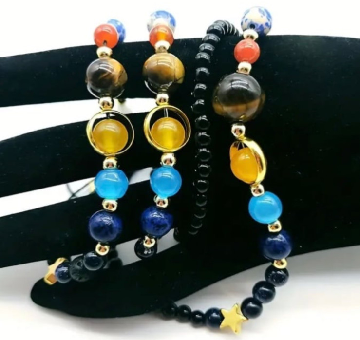 Solar System Necklace Gemstone Planet Bead Necklace Celestial Astronomy Jewelry