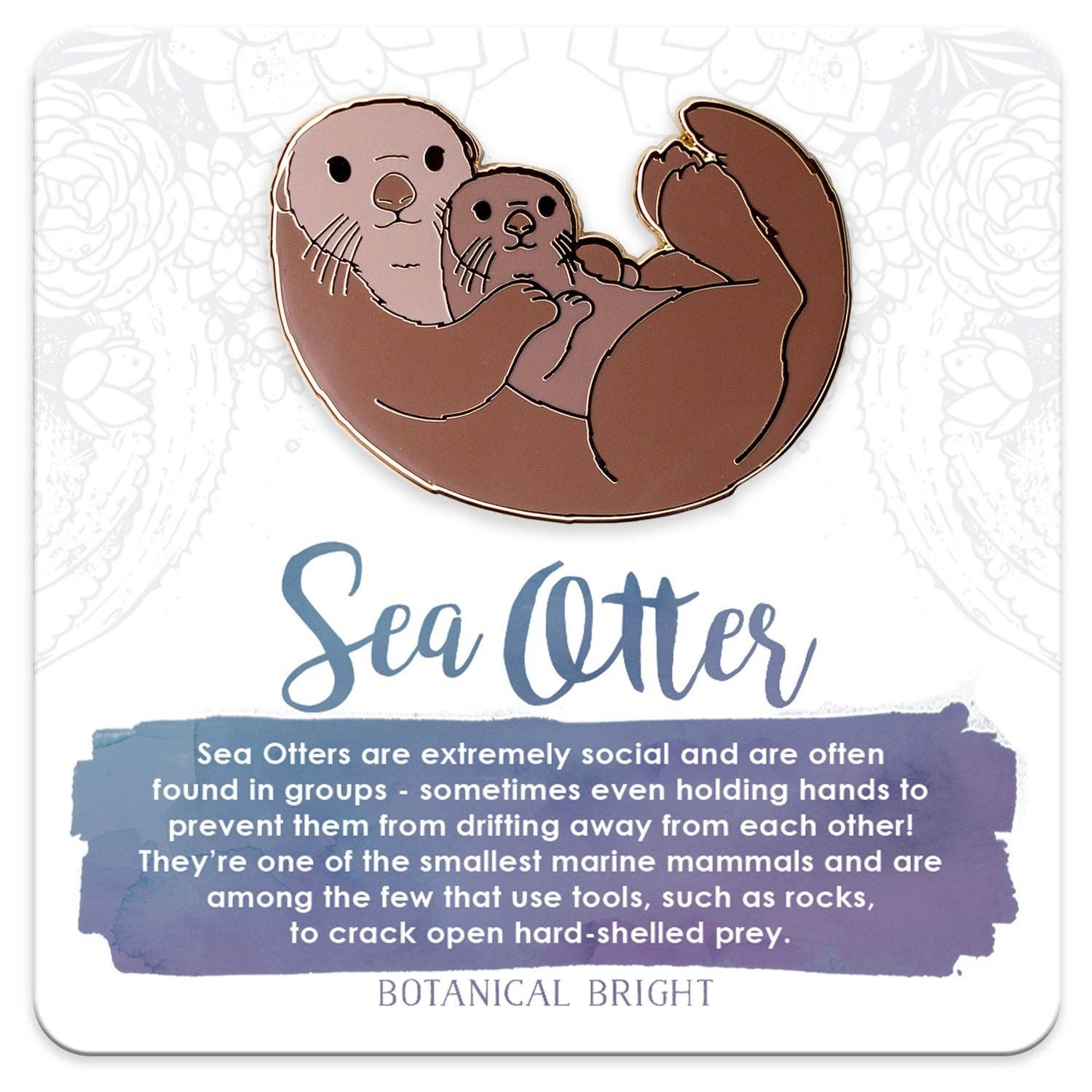 Sea Otter Enamel Pin – Gold Plated Nature Jewelry – Beach & Ocean Animal Brooch