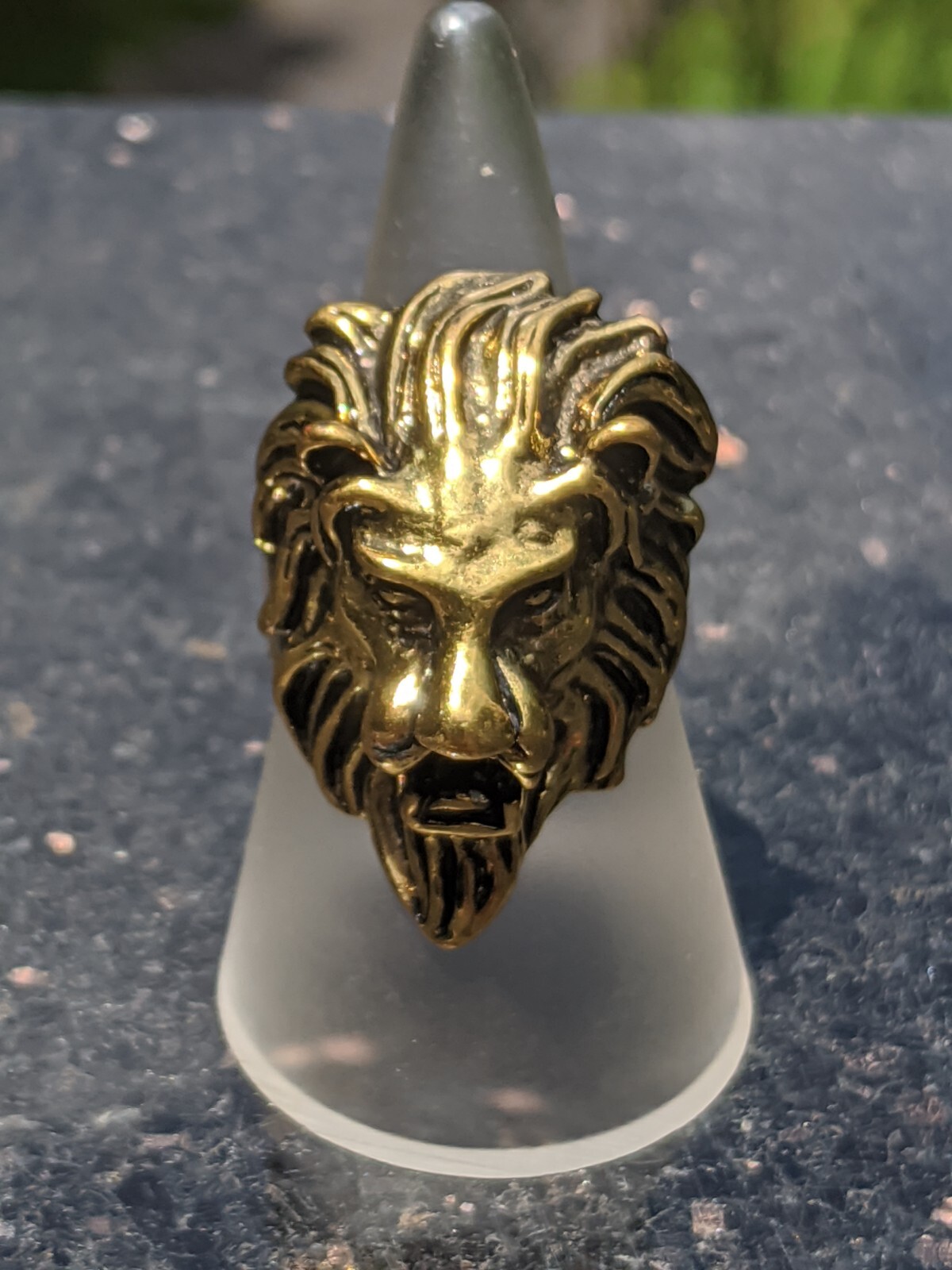 Chunky Brass Leo Lion Head Mane Bust Ring Size 9.75 (9-3/4)