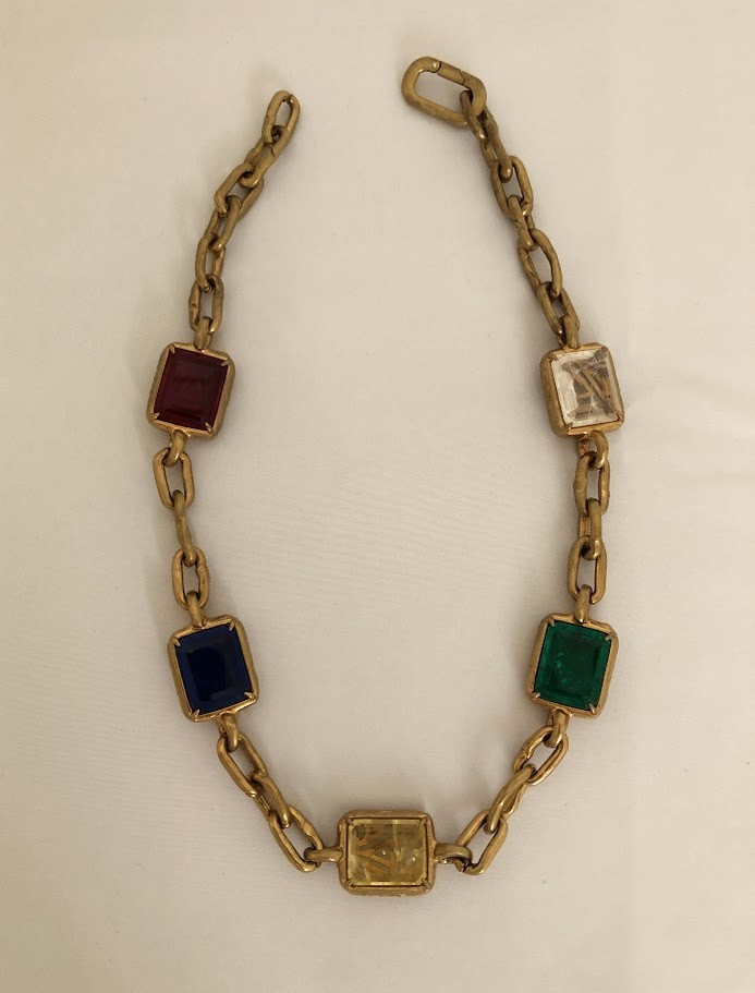 AMBUSH Multicolor Crystal Chain Necklace Logo Motif 50cm Unisex