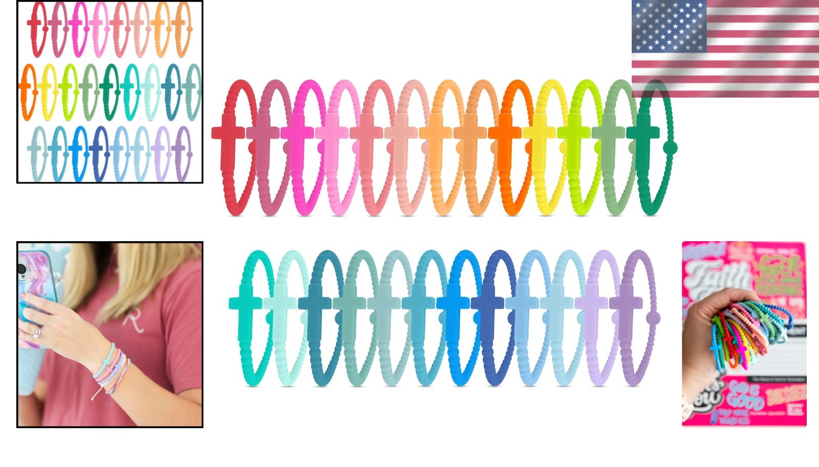 Comfortable Silicone Jesus Bracelets – 25 Pack Kaleidoscope Bangles for Sharing