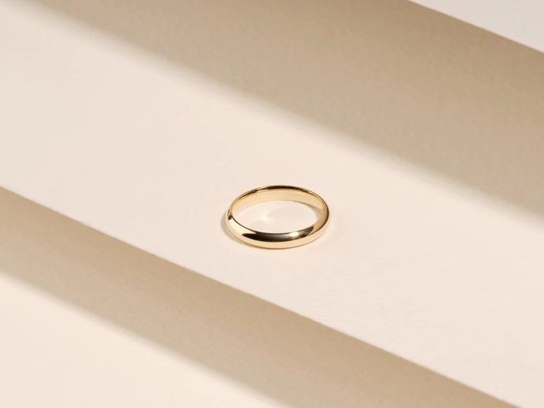 14K Yellow Gold Plated Wedding Band Silver Plain Engagement Anniversary Ring