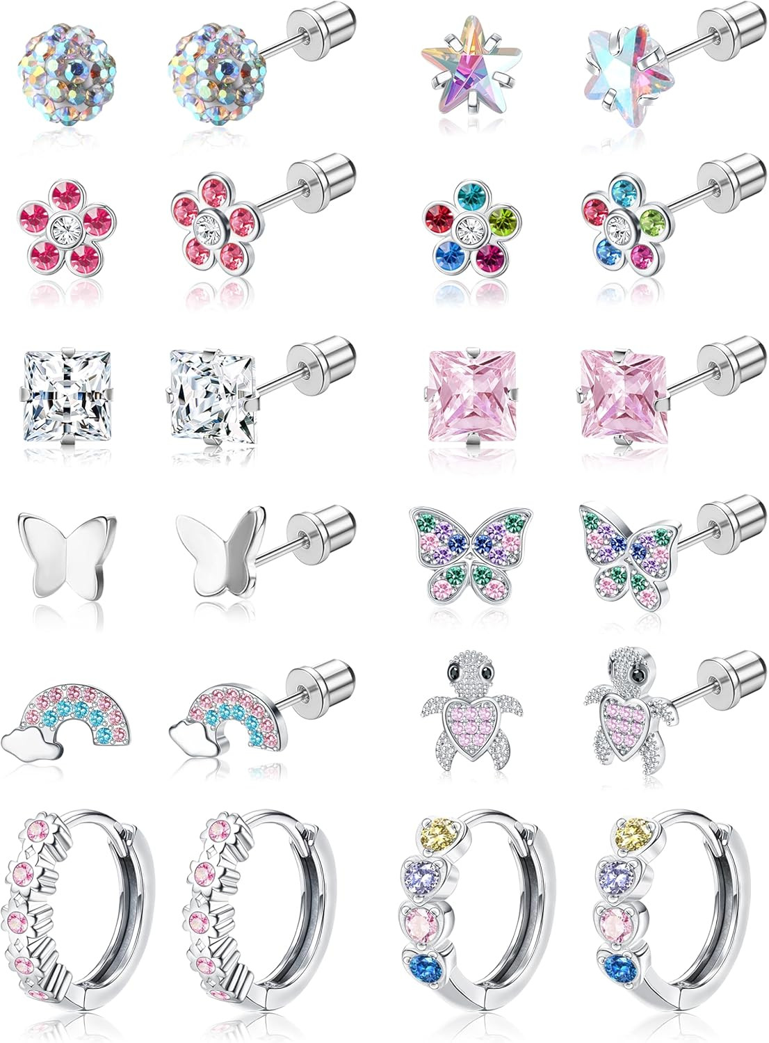 Hypoallergenic Surgical Stainless Steel Earrings for Girls Kids Women – 12 Pair