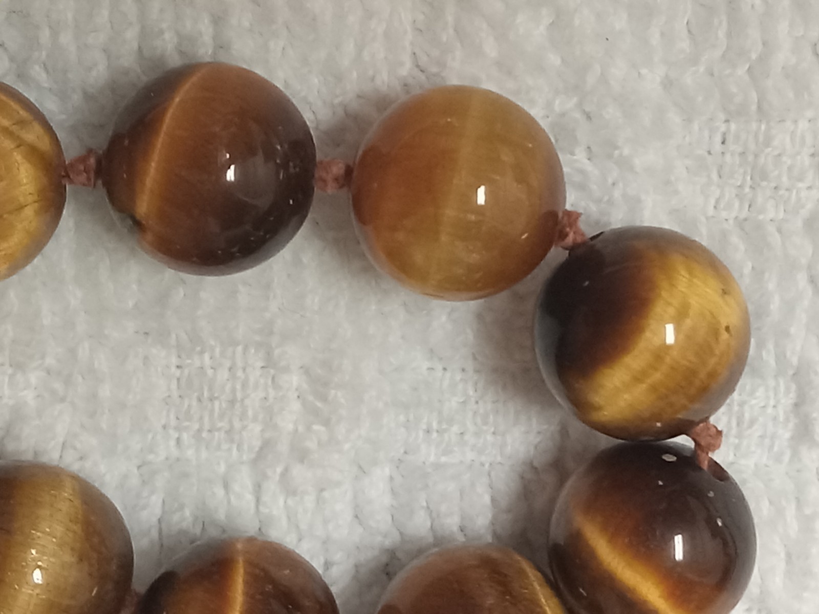 Genuine Tiger Eye Stone Necklace 28 Inches New Unworn Good Condition See Photos
