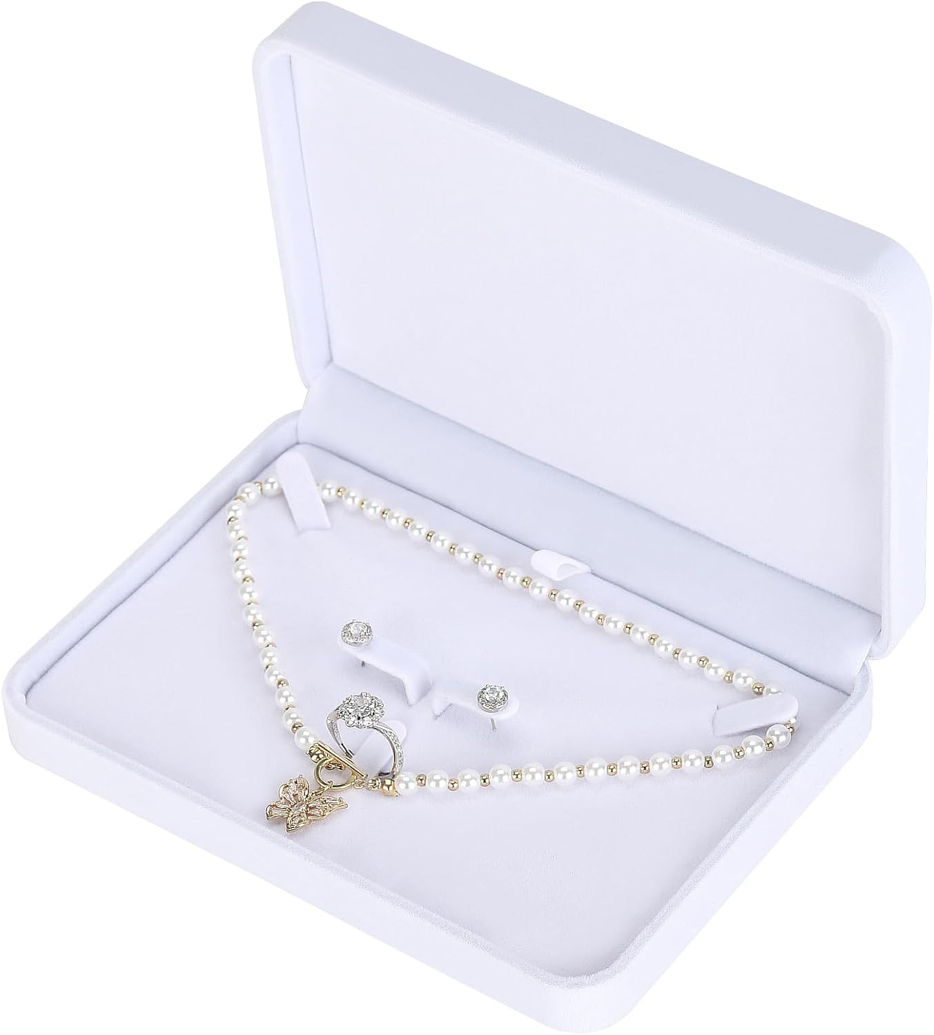 LETURE Large Velvet Jewelry Set Box, Big Necklace and Ring Earring Pendant Gift