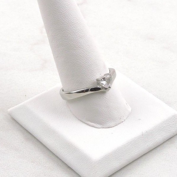 Stainless Steel .50 ct Heart Cut Cubic Zirconia Solitaire Ring