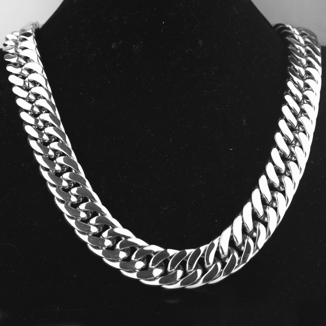 7-40″23mm Huge Heavy Silver 316L Stainless Steel Curb Cuban Chain Men’s Necklace