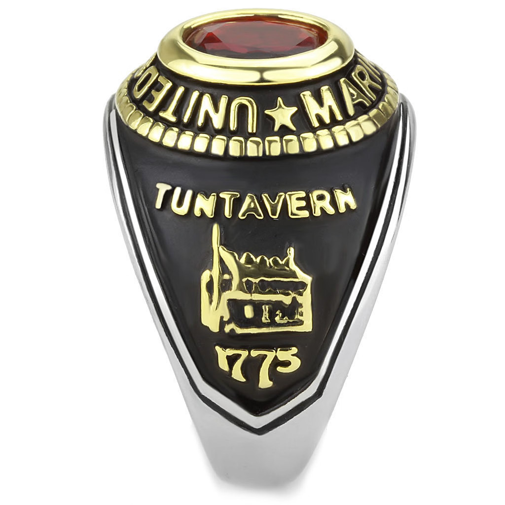 TK3723 – Two-Tone IP Gold (Ion Plating) Stainless Steel Ring with Synthetic Synt