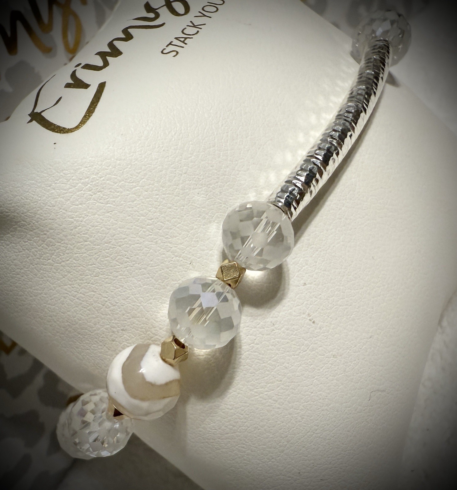 NEW! ERIMISH BRACELET- Clear, White Stone & Silver Regular Or Extended